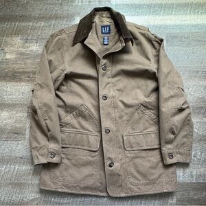 Vintage Gap Jacket Mens Large Brown Button Up Canvas Chore Corduroy Collar Y2K